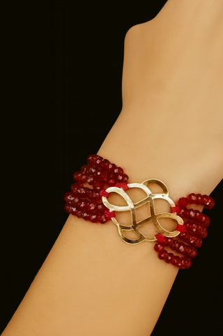 Brazalete de cristal Murano color vino – decoración en baño oro brasileño