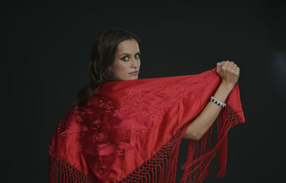 Small red embroidered Manila shawl