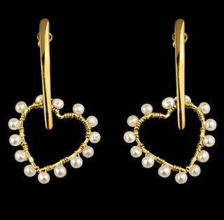26PV22 Pendientes corazones perlas