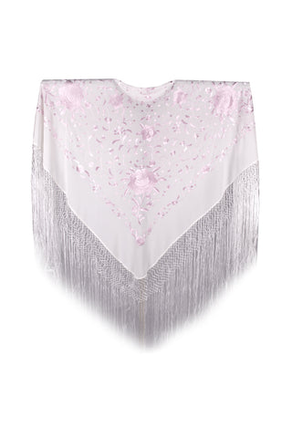 Mantón de Manila color lila/ rosa